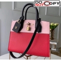 Louis Vuitton City Steamer PM Bag In Grainy Calfskin M53321 Red/Pink/Black bag