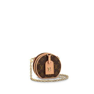 Louis Vuitton Boite Chapeau Necklace Monogram Canvas Round Chain Clutch M68570 Nude bag