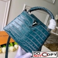 Louis Vuitton Capucines Mini Top Handle Bag in Crocodilian Leather N93429 Blue bag