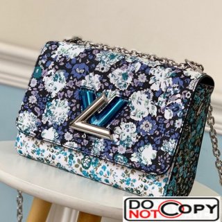 Louis Vuitton Floral Print Twist MM Chain Shoulder Bag M55037 Blue bag