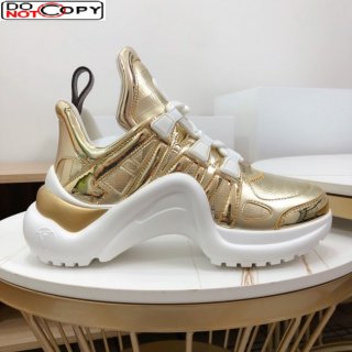 Louis Vuitton LV Archlight Metallic Leather Sneakers Gold 298