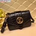 Louis Vuitton LV Pont 9 Shoulder Bag in Crocodile Embossed Leather N98478 Black bag