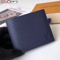 Louis Vuitton Men's Amerigo Wallet in Blue Grained Leather M62045 bag