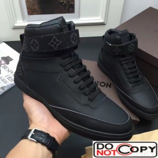 Louis Vuitton Men Leather Sneaker Boots Black