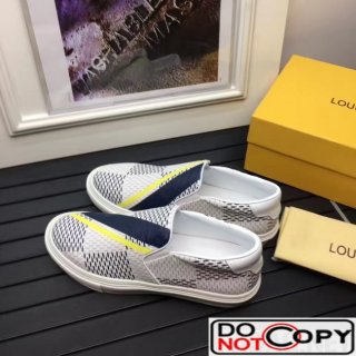 Louis Vuitton Men Slip on Sneaker Damier Cobalt Canvas Yellow