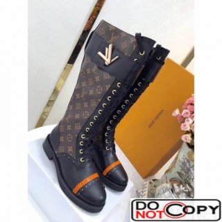 Louis Vuitton Monogram Calfskin Lace Up High Boot