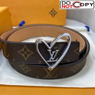 Louis Vuitton Monogram Canvas Belt 30mm with LV Heart Buckle Khaki