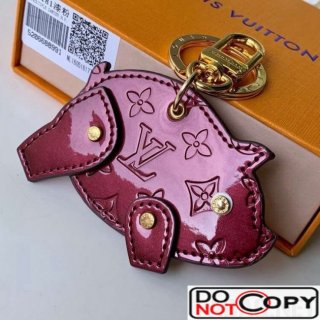 Louis Vuitton Monogram Vernis Leather Pig Bag Charm Key Holder M64181 Burgundy