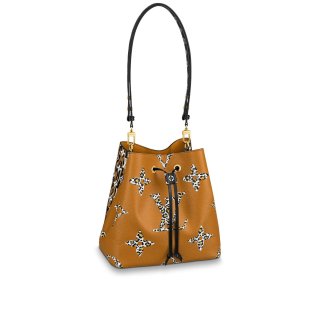 Louis Vuitton NeoNoe Bucket Bag in Animal Print Monogram M44717 Caramel Brown bag