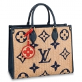 Louis Vuitton OnTheGo GM Tote Bag in Monogram Raffia M57644 Blue BAG