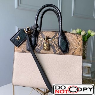 Louis Vuitton Python Leather City Steamer PM Top Handle Bag N95975 White bag
