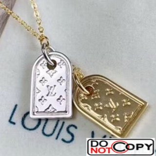 Louis Vuitton Silver and Gold Tag Necklace