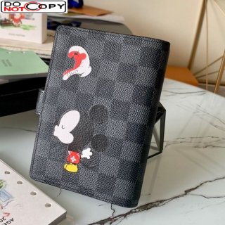 Louis Vuitton Small Ring Agenda Notebook Cover in Black Minnie Mouse Canvas Black