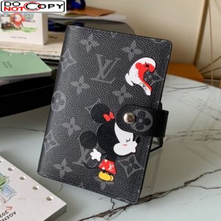 Louis Vuitton Small Ring Agenda Notebook Cover in Black Minnie Mouse Monogram Canvas Black