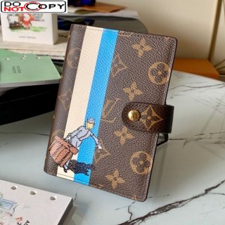 Louis Vuitton Small Ring Agenda Notebook Cover in Print Monogram Canvas Blue