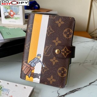 Louis Vuitton Small Ring Agenda Notebook Cover in Print Monogram Canvas Yellow