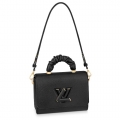 Louis Vuitton Twist MM Top Handle Shoulder Bag in Taurillon Leather M58688 Black bag