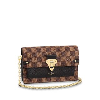 Louis Vuitton Vavin Damier Ebene Canvas Chain Wallet WOC N60221 Black bag