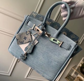 Louis Vuitton x Supreme Humble Travel Bag Birkin 25cm Printed Jeans Denim Blue bag