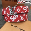 Louis Vuitton x Supreme Reversible Monogram Leather Belt 40mm with LV Buckle Red