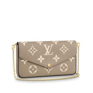 Louis Vuitton Felicie Pochette Clutch with Chain/Mini Bag in Monogram Leather M69977 Gray bag